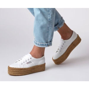 superga platform espadrille white